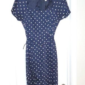 Eva Mendes for New York & Company Navy and White Midi Dress